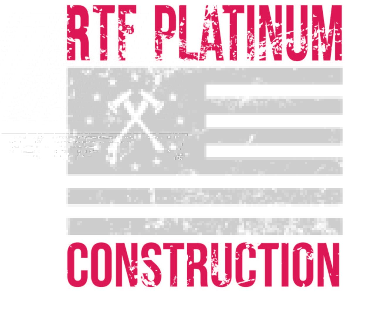 A red and white logo for rtf platinum construction.